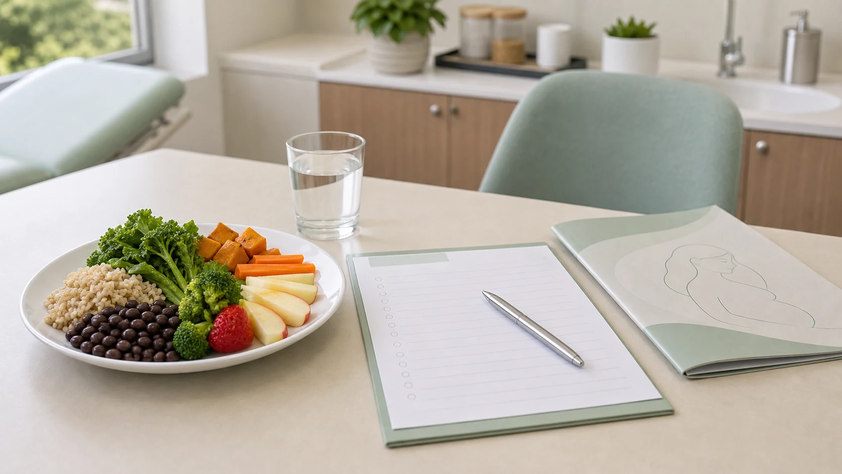 Alimentação na Gravidez: orientações para uma alimentação saudável: imagem educativa realista sem identificação de paciente