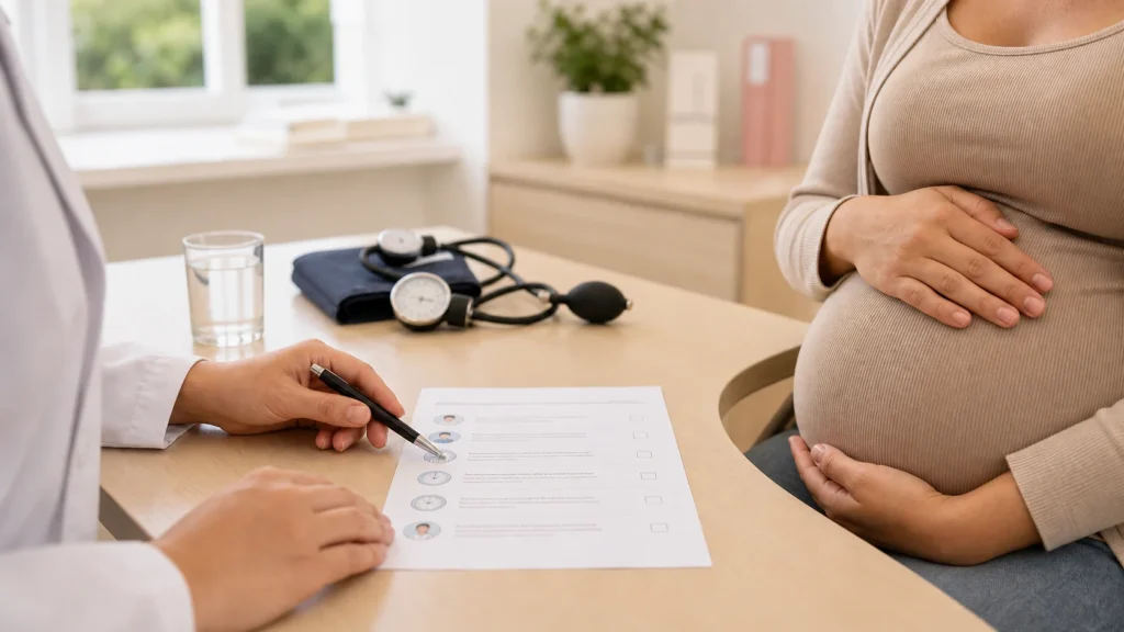 Avaliação pré-natal de barriga dura na gravidez sem identificação de paciente