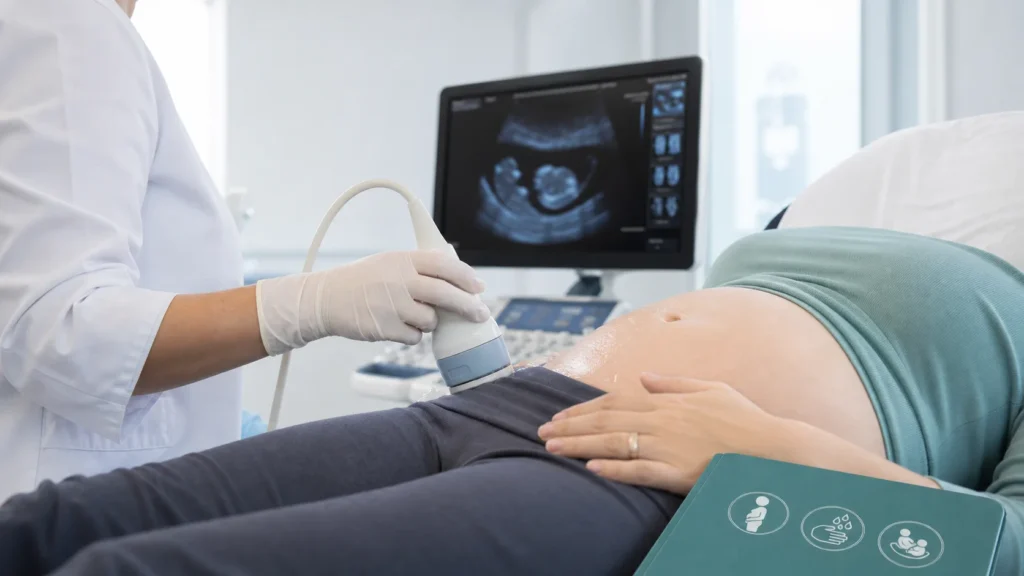 Ultrassom de acompanhamento fetal em contexto de citomegalovirus na gravidez sem identificação de paciente