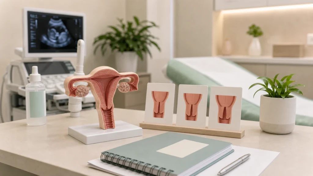 Colo do útero na gravidez: quando avaliar e o que conversar no pré-natal: imagem educativa realista sem identificação de paciente