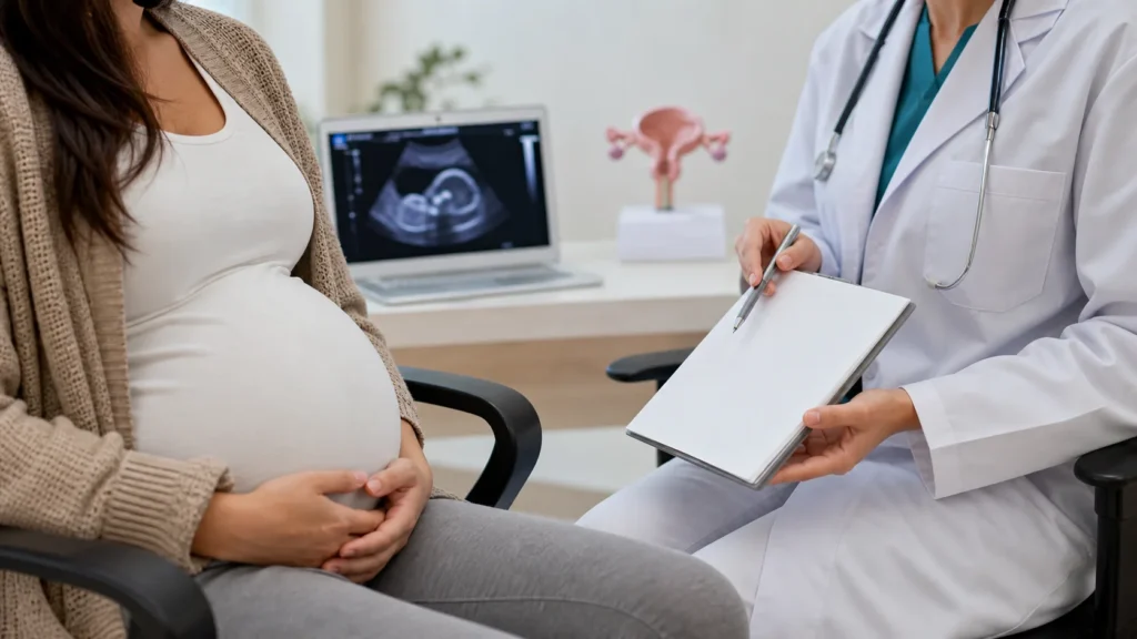 Consulta obstétrica sobre sintomas na gravidez sem identificação de paciente
