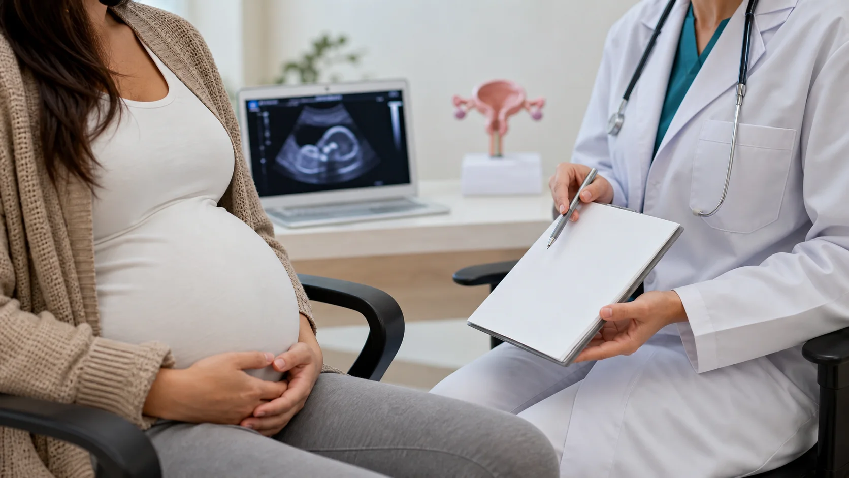 Consulta obstétrica sobre sintomas na gravidez sem identificação de paciente