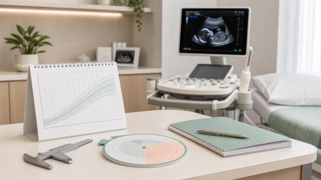 Crescimento fetal: como o acompanhamento pode ser feito no pré-natal: imagem educativa realista sem identificação de paciente