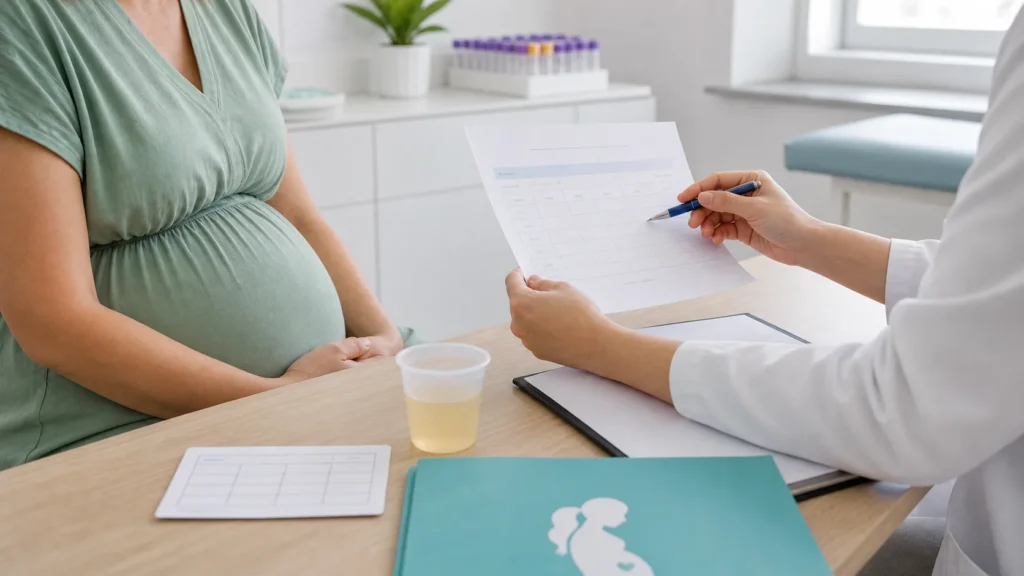 Consulta pré-natal com revisão de curva glicêmica em gestante sem identificação da paciente