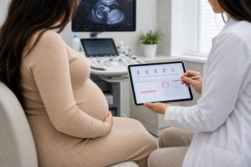 Data provável do parto: consulta de pré-natal com calendário gestacional, sem identificação de paciente