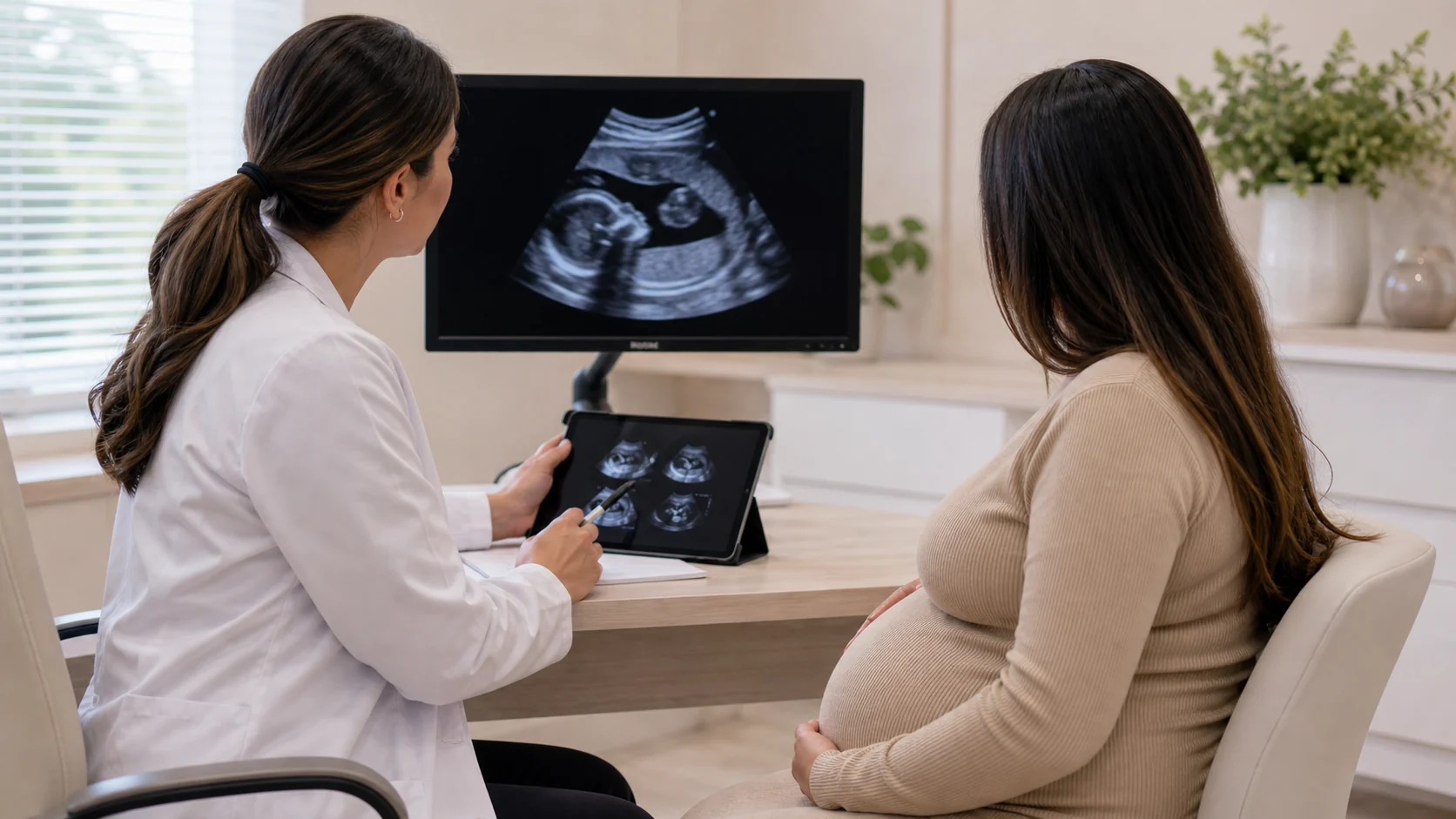 Descolamento de placenta: consulta de medicina fetal com ultrassom, sem identificação de paciente