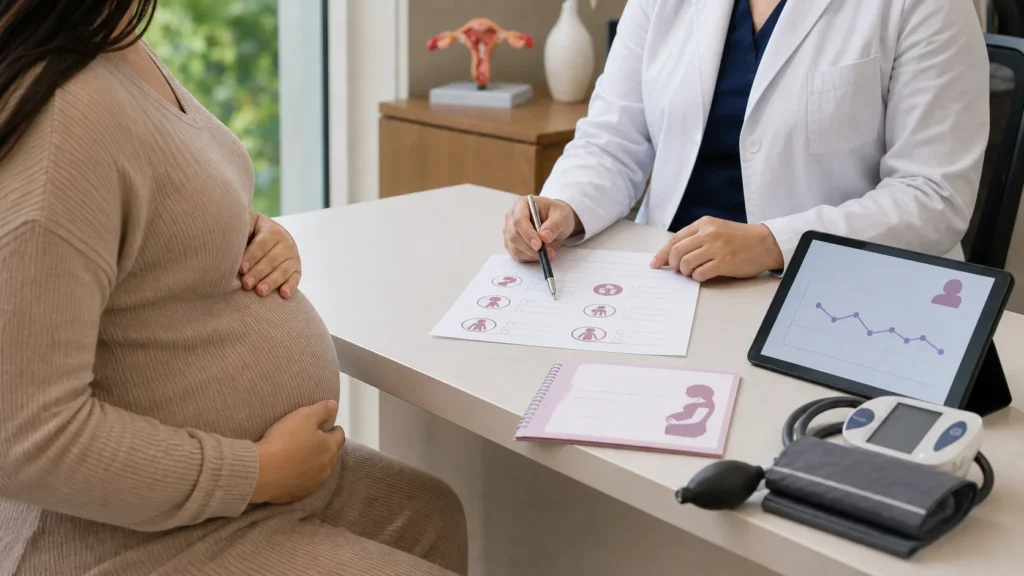 Consulta de pré-natal sobre dor na boca do estômago na gravidez sem identificação da paciente