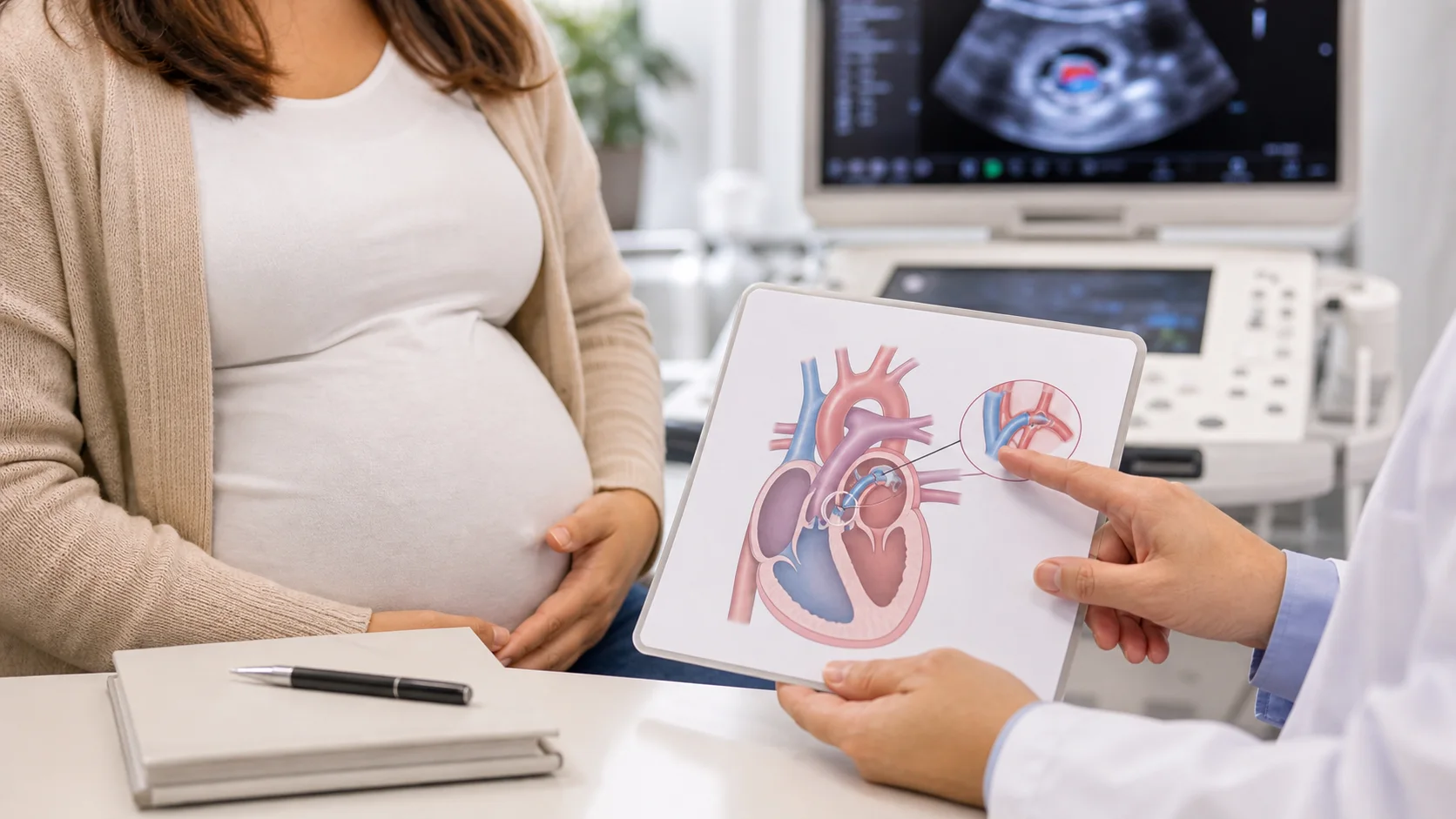 Orientação pré-natal sobre ducto arterioso fetal em consulta de medicina fetal
