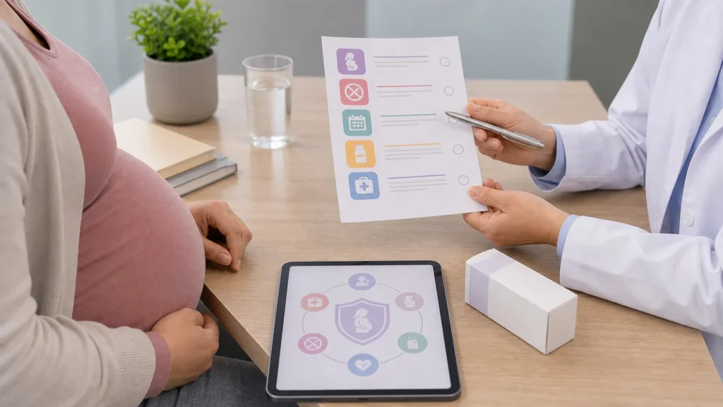 Orientacao sobre uso de medicamentos na gravidez em consulta de pre-natal sem identificar a paciente