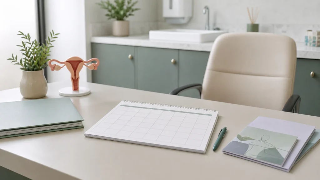 Menstruação desregulada: causas possíveis, sinais de alerta e quando procurar ginecologia: imagem educativa realista sem identificação de paciente