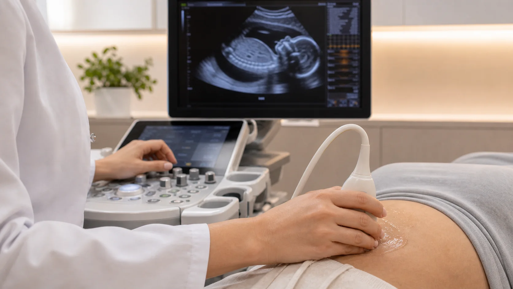 Ultrassom obstétrico avaliando peso fetal estimado sem identificação de paciente