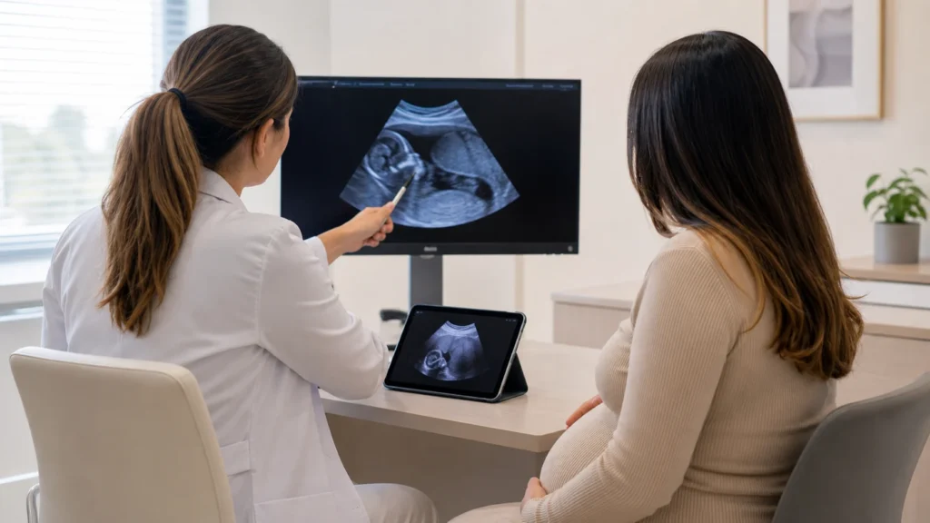 Placenta prévia: consulta de medicina fetal com ultrassom, sem identificação de paciente