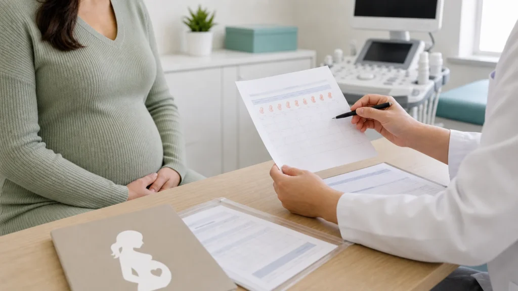 Consulta de pré-natal com revisão de progesterona na gravidez sem identificação da paciente