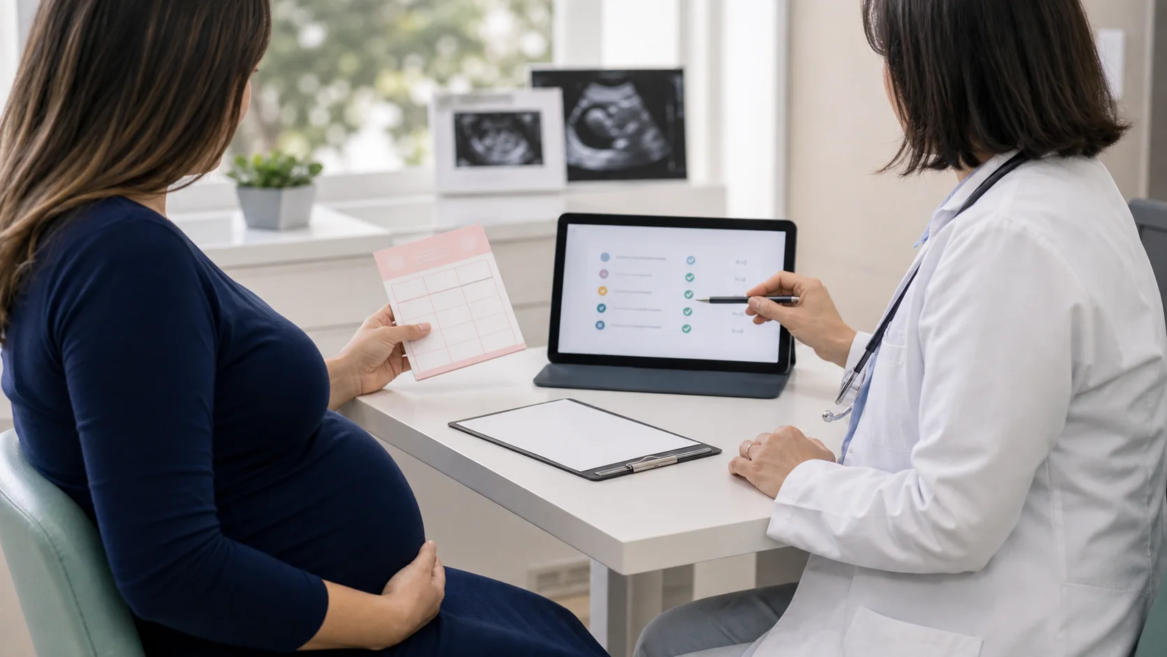 Consulta prenatal com revisao de imunidade e exames na gravidez sem identificacao de paciente