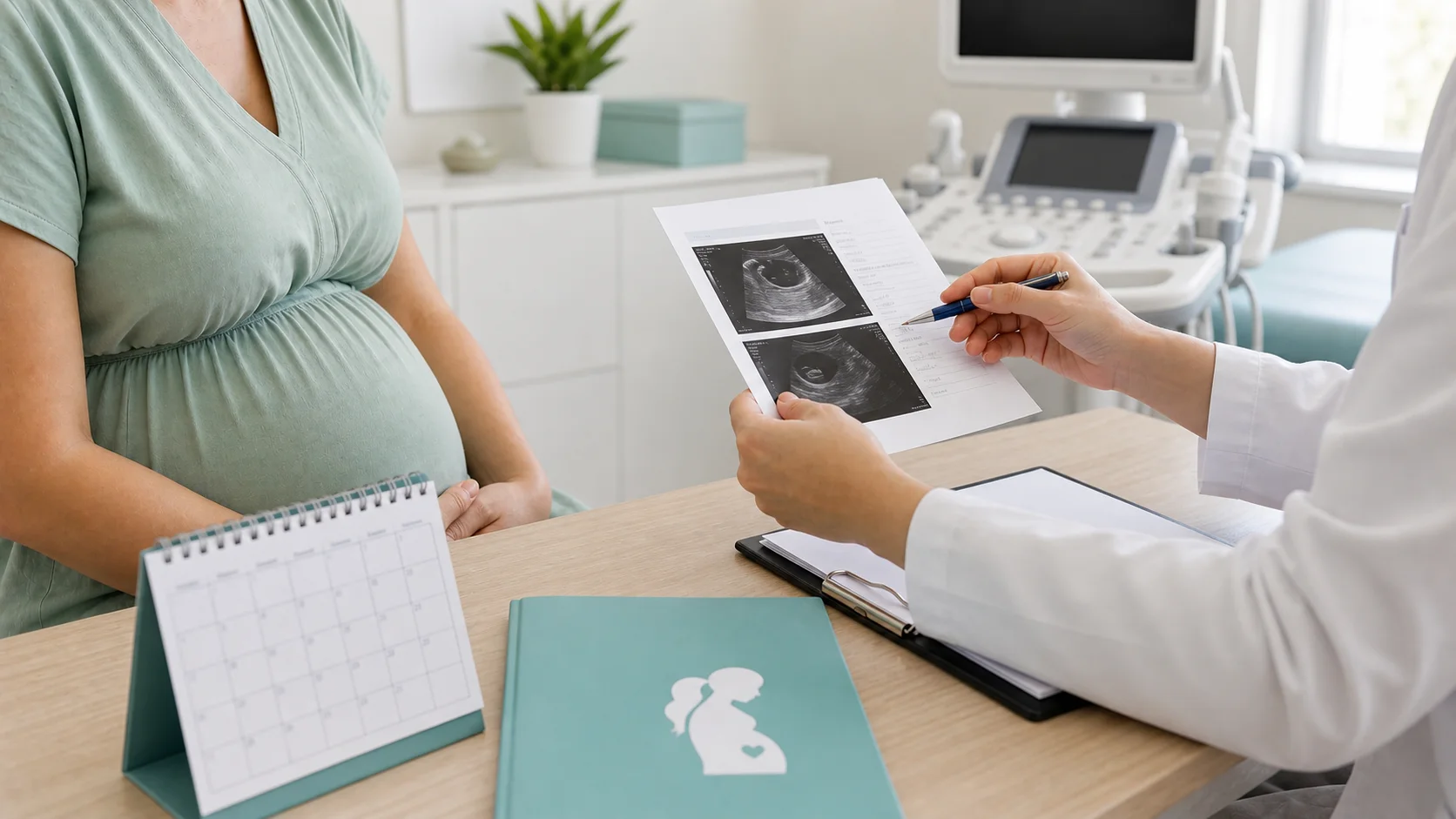 Consulta de primeiro ultrassom com revisão de saco gestacional sem identificação da paciente