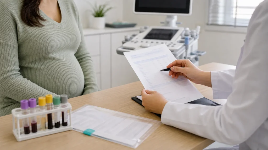 Consulta de pré-natal com revisão de exame de sexagem fetal sem identificação da paciente