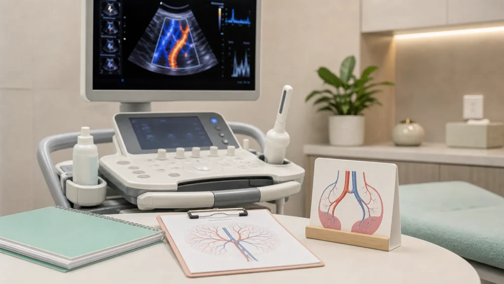 Ultrassom com Doppler na gravidez: quando pode ser solicitado: imagem educativa realista sem identificação de paciente